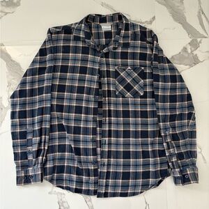 Columbia Navy and Light Blue Plaid Button-Down Shirt